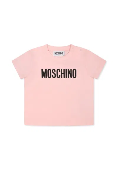 Moschino Pink T-shirt For Baby Girl With Logo