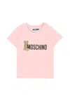 Moschino Pink T-shirt For Baby Girl With Teddy Bear In Pink