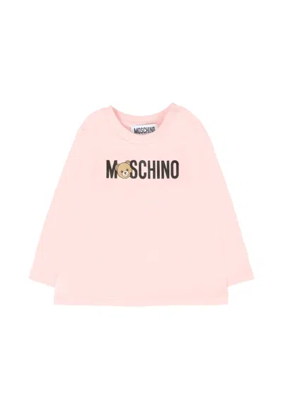 Moschino Pink T-shirt For Baby Girl With Teddy Bear