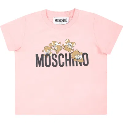 Moschino Pink T-shirt For Baby Girl With Teddy Bear