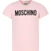 MOSCHINO PINK T-SHIRT FOR GIRL WITH LOGO