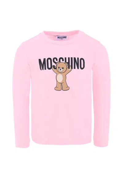 Moschino Kids' Pink T-shirt For Girl With Teddy Bear
