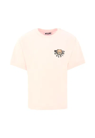 Moschino Kids Teddy Bear Logo T-shirt In Pink