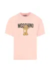 Moschino Pink T-shirt For Girl With Teddy Bear In Animal Print