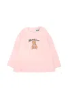 Moschino Pink T-shirt For Girl With Teddy Bear And Hear In Pink