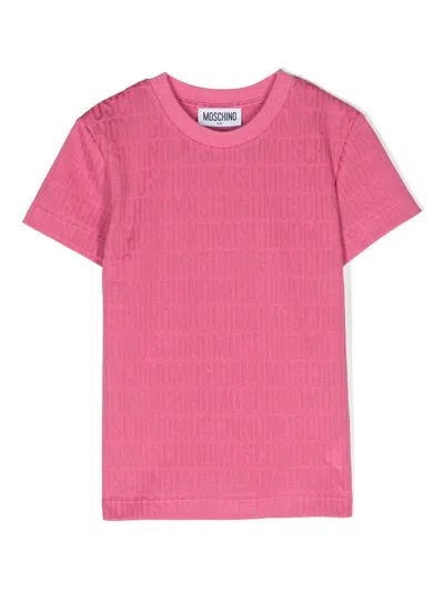 Moschino Kids' Pink T-shirt With All-over Logo