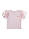 Moschino Pink T-shirt With Logo Lettering On The Front And Jacquard Motif On The Sleeves In Cotton Girl In Pink
