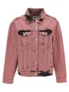 Moschino Cotton Jeans Jacket Featuring Adjustable Waist In Pink