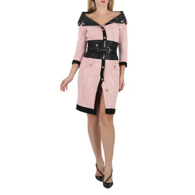 Moschino Pink Two-tone Belted Minidress, Brand Size 40 (us Size 6)
