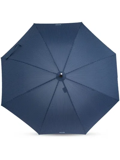 Moschino Pinstripe Crook Handle Umbrella In Blue