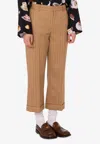 Moschino Pinstripe Cropped Wool Pants In Brown