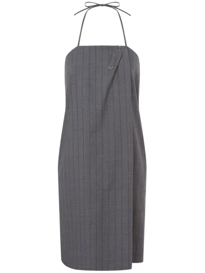 Moschino Pinstripe Mini Dress In 灰色