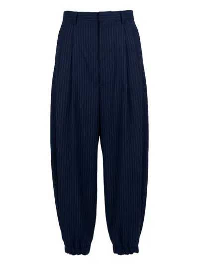 Moschino Striped Wool Tailored Pants In Blue