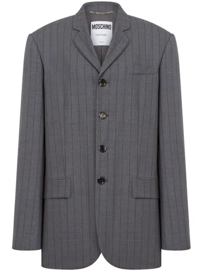 Moschino Pinstriped Blazer In Dark Grey