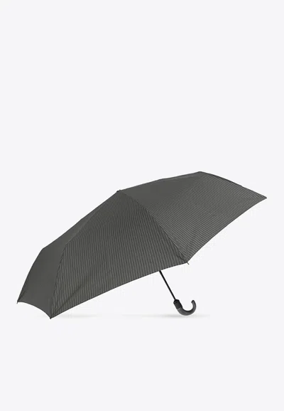 Moschino Pinstriped Folding Umbrella In Grey