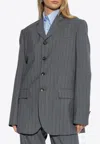 Moschino Pinstriped Wool Single-breasted Blazer In Gray