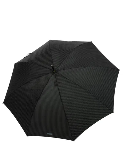 Moschino Pinstripes Long Auto Umbrella In Black