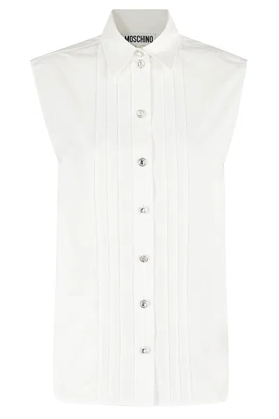 MOSCHINO PINTUCK DETAILED CURVED HEM SHIRT