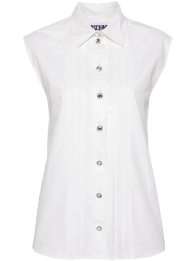 MOSCHINO PINTUCK-DETAILING SLEEVELESS SHIRT