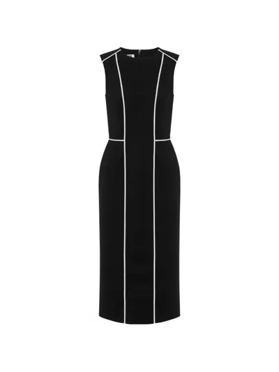 Moschino Piping-detail Sleeveless Midi Dress In Black