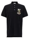 Moschino Graphic Print Polo Shirt With Side Slits In Black