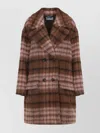 Moschino Plaid Double-breasted Coat Notched Lapels In Brown