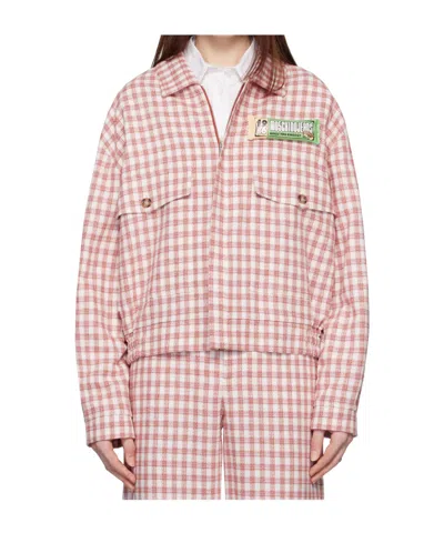 Moschino Plaid Jacket In Pink