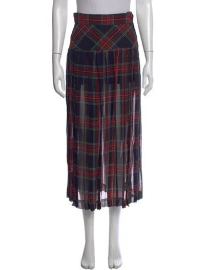 Pre-owned Moschino Plaid Print Long Skirt In Gray
