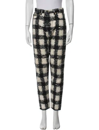 Pre-owned Moschino Plaid Print Straight Leg Pants In Black