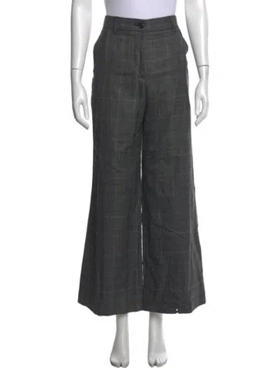 Pre-owned Moschino Plaid Print Wide Leg Pants In Gray