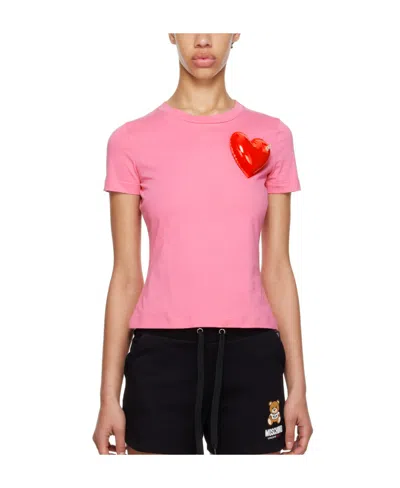 Moschino Plain Knitted T-shirt In Pink