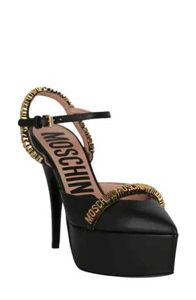 Moschino Platform Ankle Strap Pump In Black
