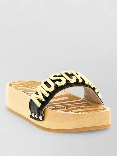 Moschino Platform Clog Sandals Open Toe Studs In Black