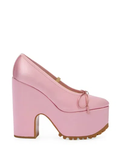 Moschino Platform Lace-up Pumps In Pink