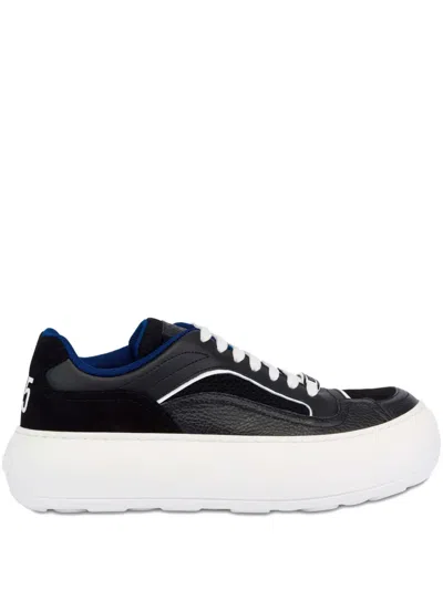 Moschino Platform Leather Sneakers In Black