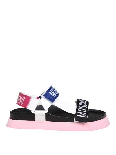 Moschino Platform Sandal With Logo In Blue