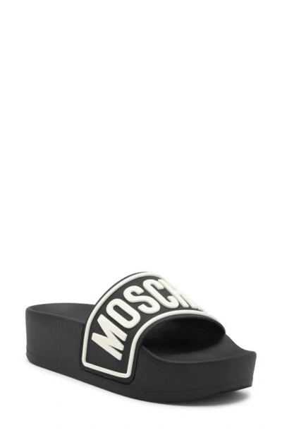 Moschino Platform Slide Sandal In Black