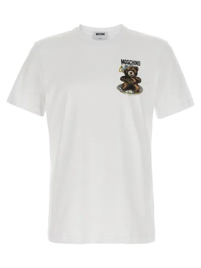 Moschino Playful Bear Logo Printed Organic Cotton T-shirt In Multi