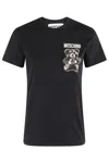 Moschino Playful Black Cotton T-shirt With Iconic Bear Design In Black