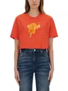 Moschino Playful Ice-cream Print Cropped T-shirt In Red