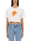 Moschino Playful Ice-cream Print Cropped T-shirt In White
