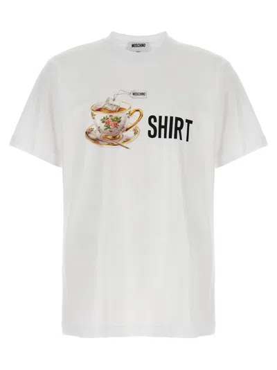 Moschino Playful Logo Printed Organic Cotton T-shirt In White