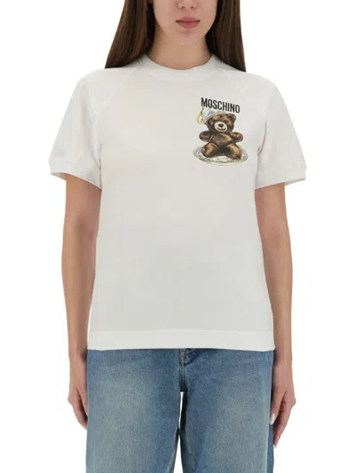 Moschino Playful Teddy Bear Print T-shirt In White