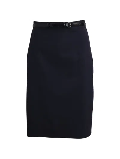 Pre-owned Moschino Pleat Belt Pencil Skirt In Blue