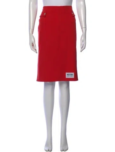 Pre-owned Moschino Pleated Accents Knee-length Skirt In Red