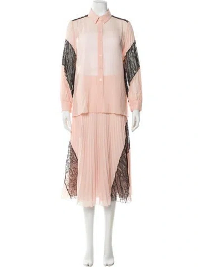 Pre-owned Moschino Pleated Accents Skirt Set In Pink