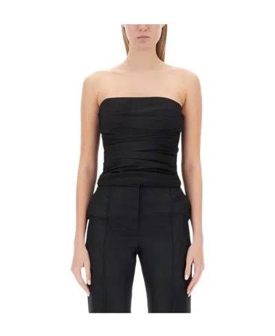 Moschino Pleated Blouse In Black