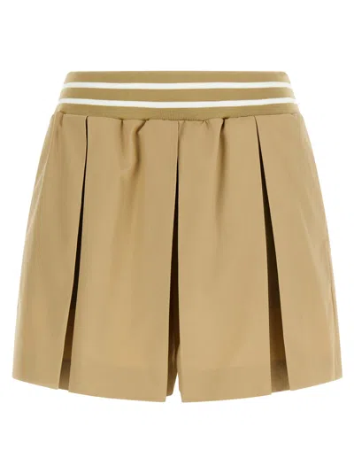 Moschino Pleated Cotton Bermuda Shorts In Neutral
