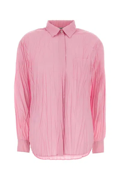 Moschino Pleated Jersey Shirt In Pink