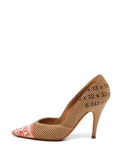 Pre-owned Moschino Pleated Pointed-toe Pumps In Neutral